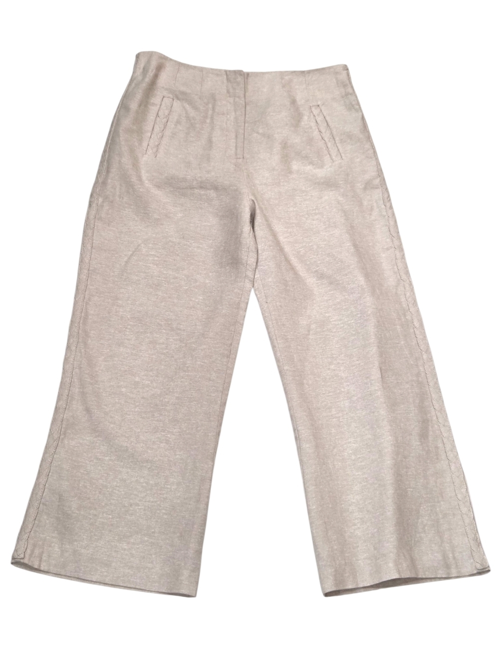 Jason Wu High Rise Linen Blend Wide Leg Crop Pants - Neutral Tan Size 6 NWOT